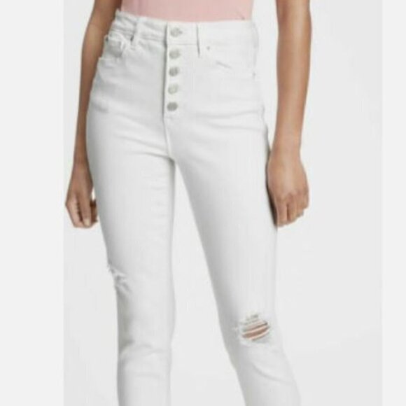 GAP High Rise Destructed WHITE Universal Legging Jeans Plus Size 20/35 MSRP $70 - Picture 3 of 4